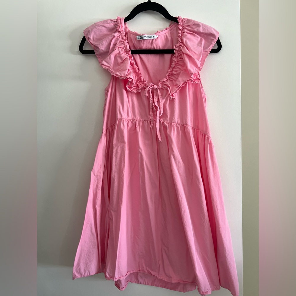 Zara pink mini baby doll dress. Size Medium